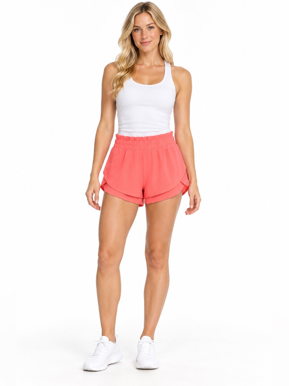 Calia Size Medium Women's Coral Active Running Shorts Ruffle Hem